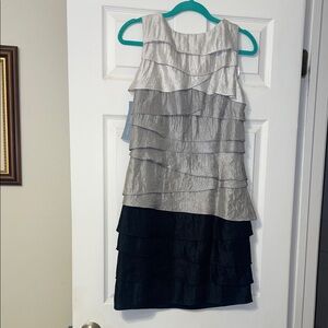 Gorgeous London Times Black and Gray Layered Mini Dress size 6 NEW with tags